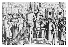 An artist's etching of the martyrdom of William Tyndale