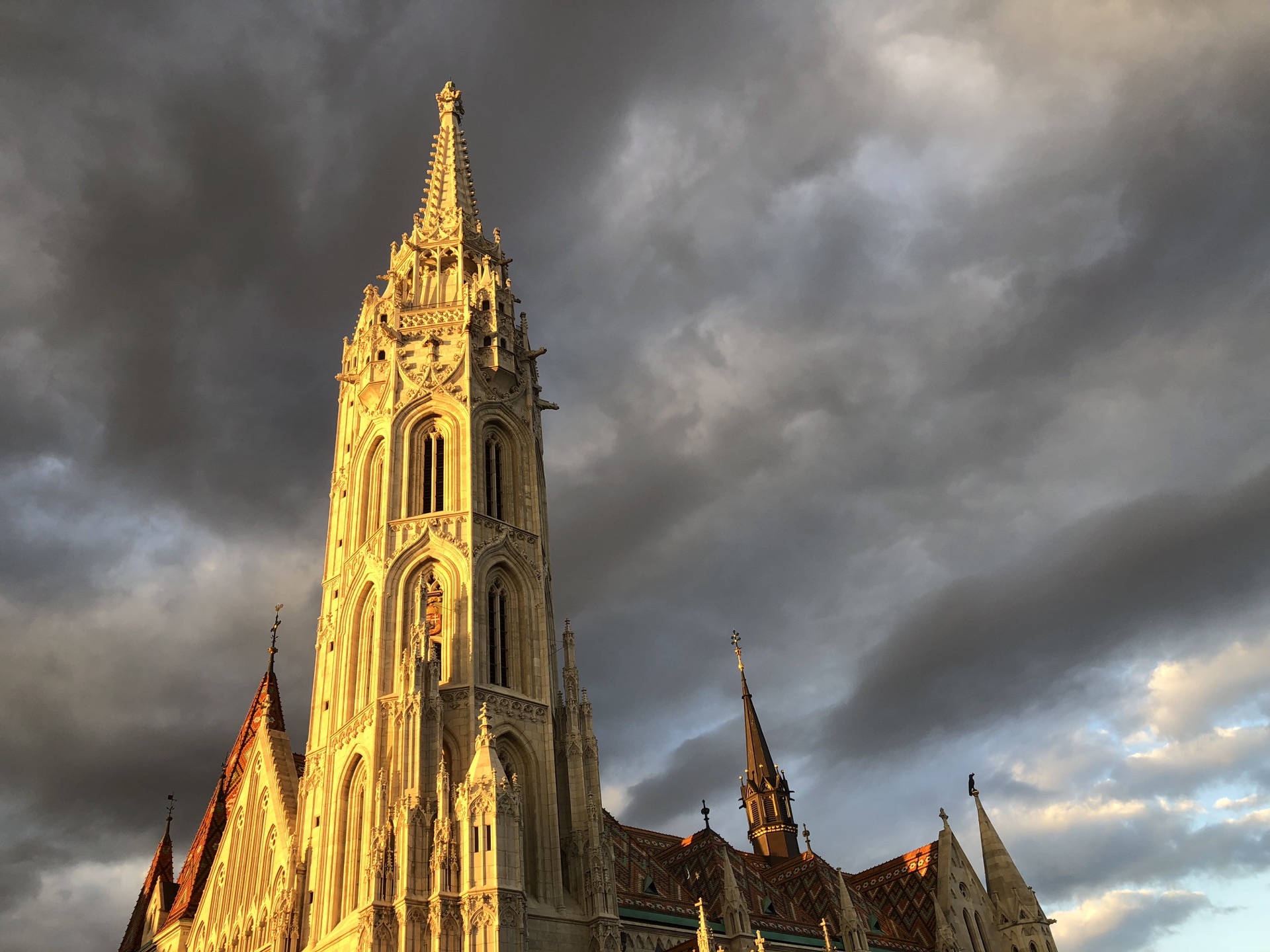 An ancient church overlooking the city of Budapest, Hungary