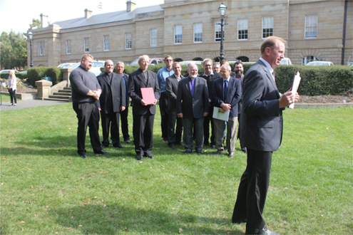 Dr. Andrew Corbett, co-drafter of Salamanca Declaration on the day it was presented to the Tasmanian Parliament
